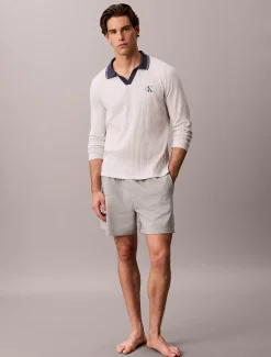 Pyjamatop met ribboord aan de kraag - Heritage Waffle