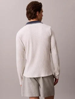 Pyjamatop met ribboord aan de kraag - Heritage Waffle