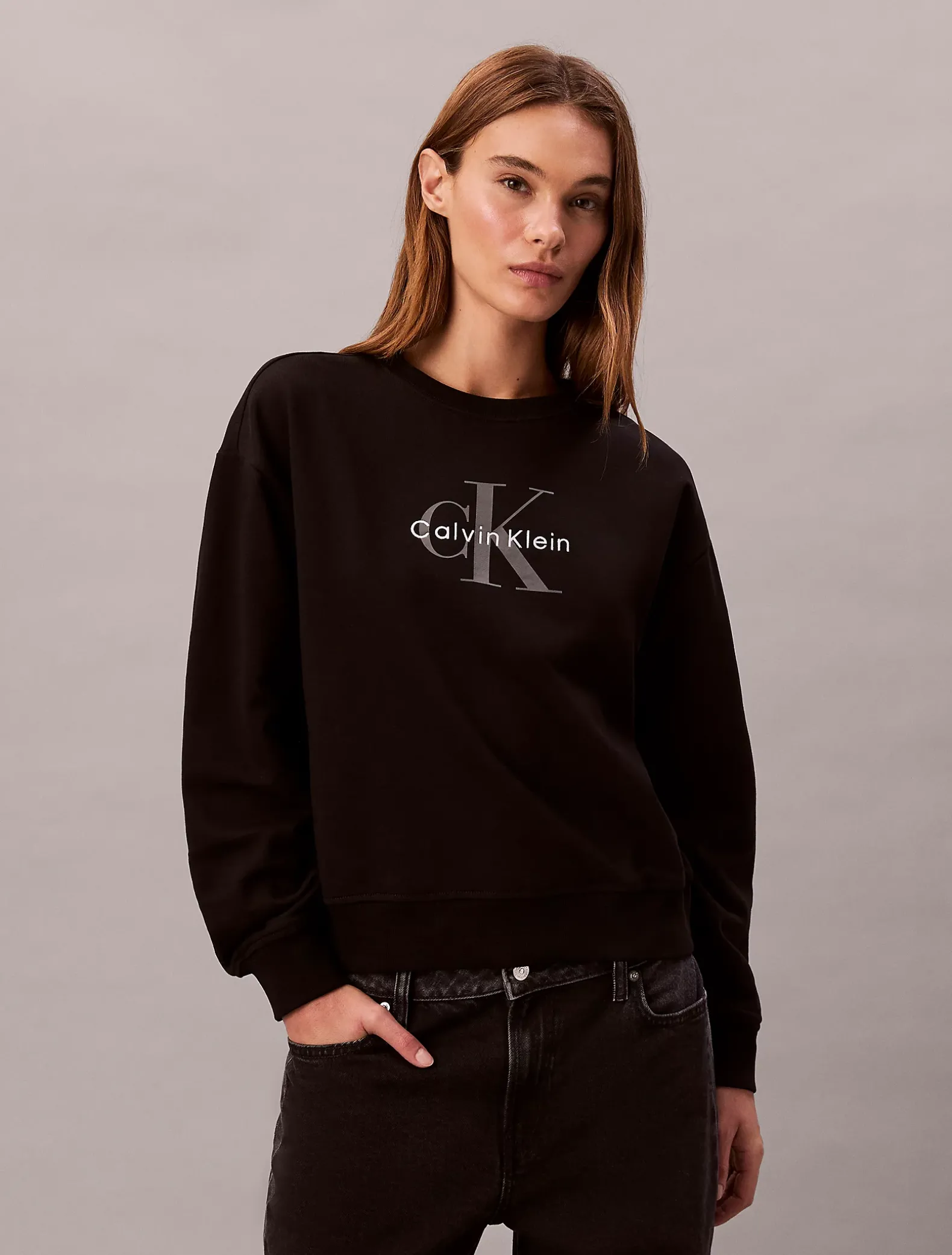 Relaxed badstoffen sweatshirt met monologo