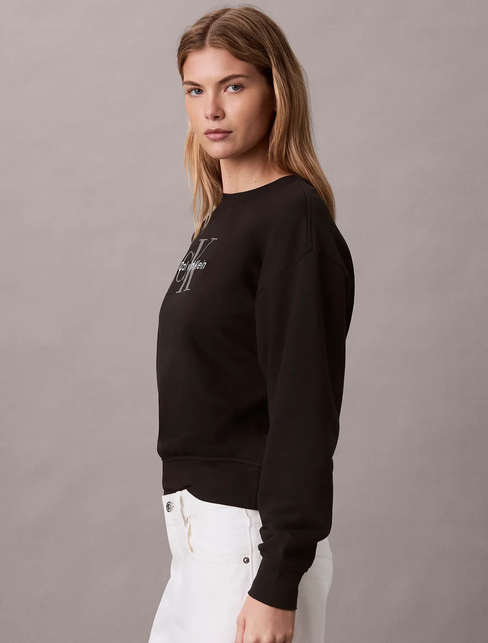 Relaxed badstoffen sweatshirt met monologo