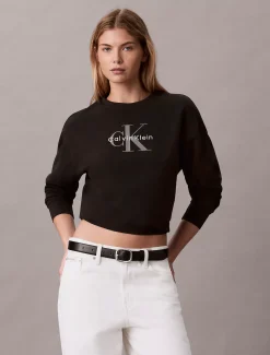 Relaxed badstoffen sweatshirt met monologo