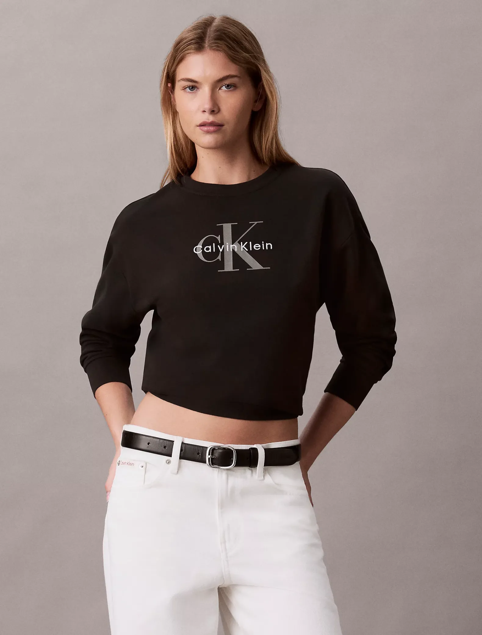 Relaxed badstoffen sweatshirt met monologo