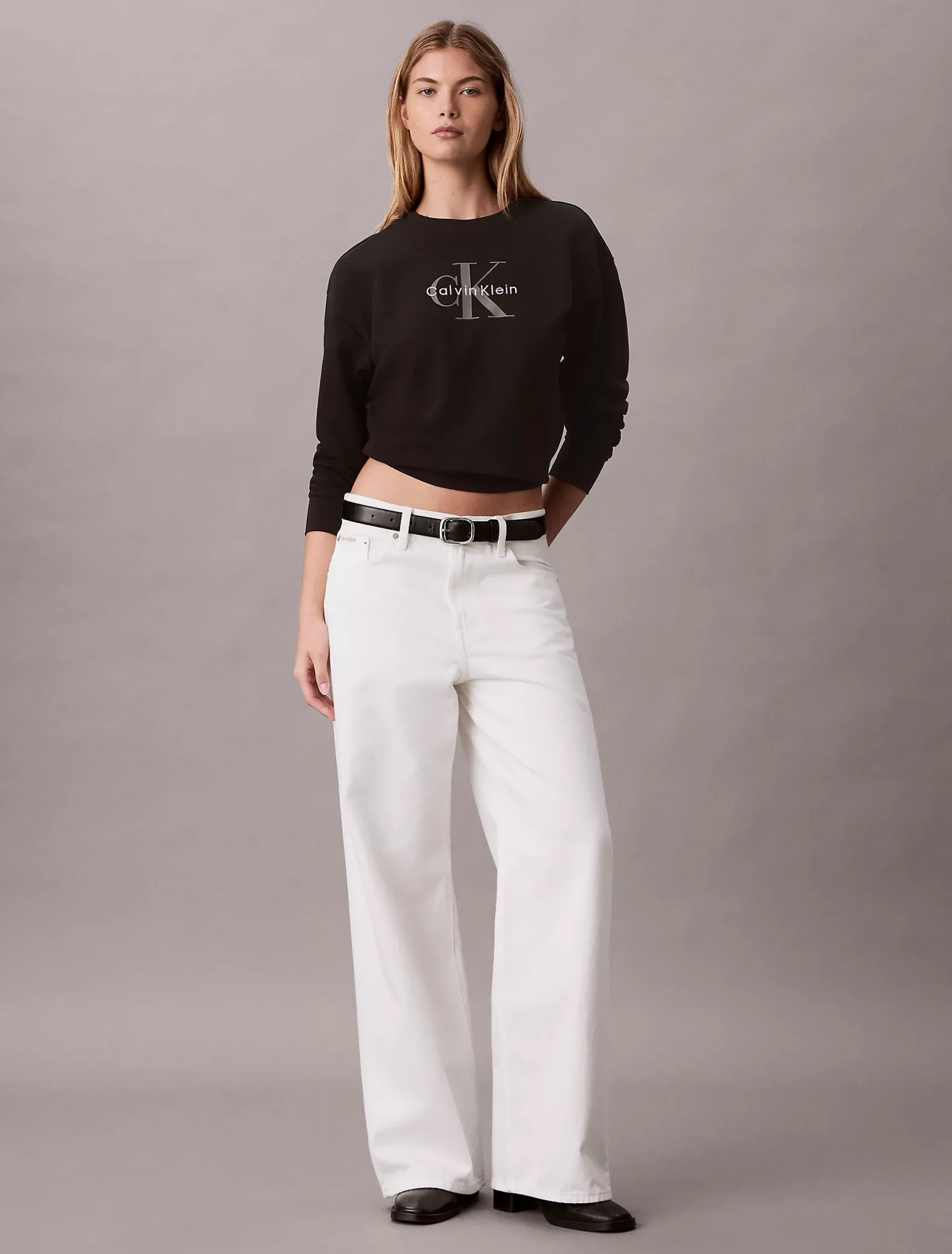 Relaxed badstoffen sweatshirt met monologo