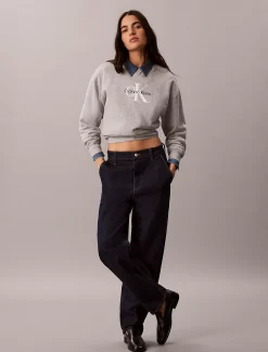 Relaxed badstoffen sweatshirt met monologo