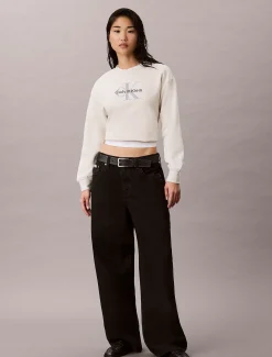 Relaxed badstoffen sweatshirt met monologo