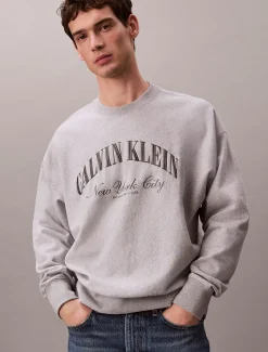 Relaxed badstoffen sweatshirt met grafisch logo