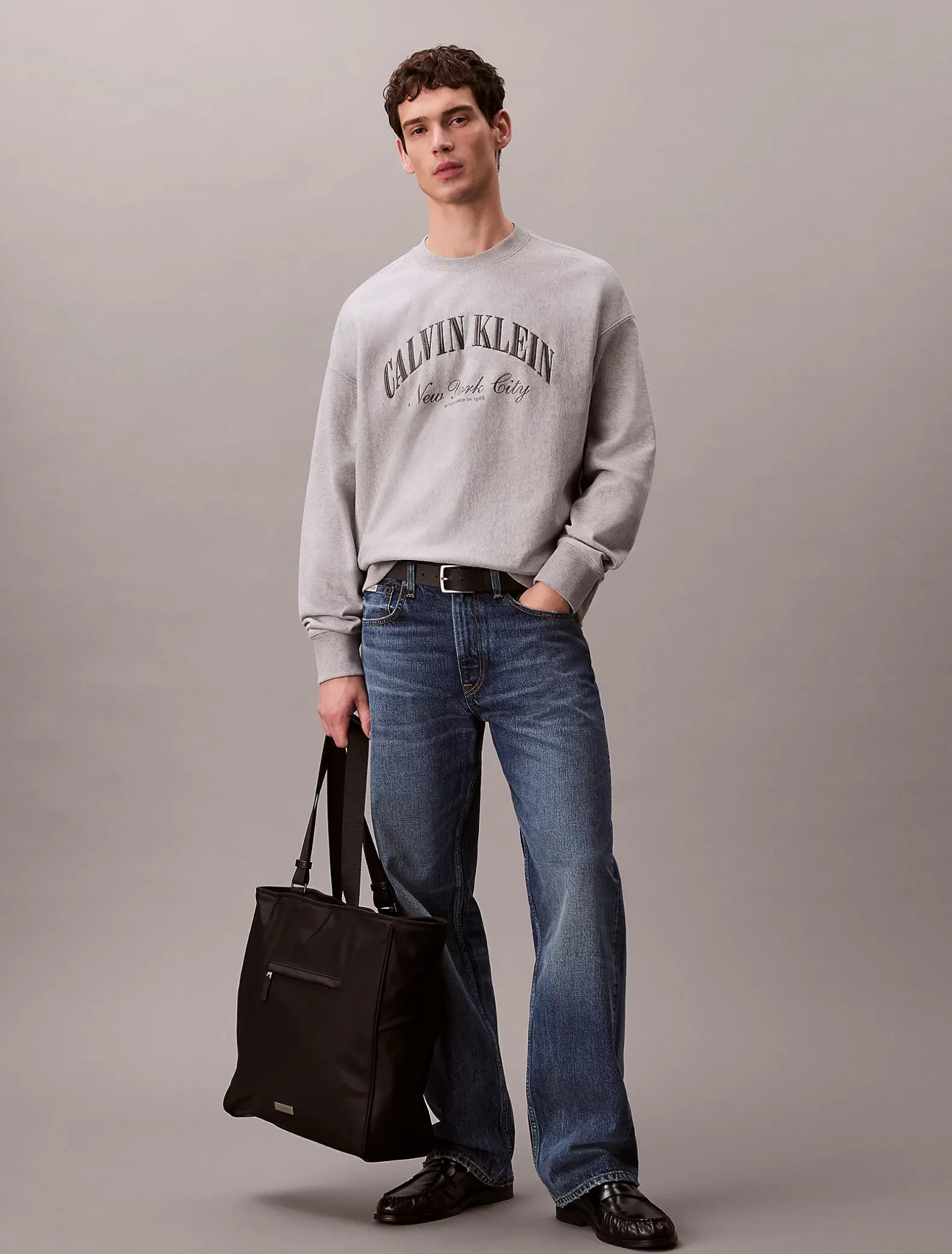 Relaxed badstoffen sweatshirt met grafisch logo