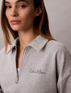 Relaxed badstof sweatshirt met kwart rits