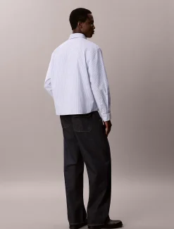 Relaxed cropped Oxford gestreept overhemd
