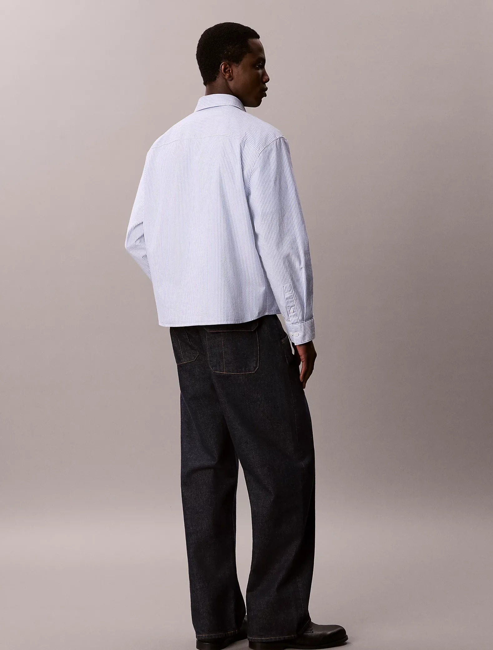 Relaxed cropped Oxford gestreept overhemd
