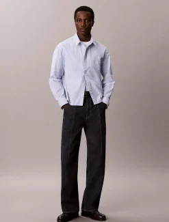 Relaxed cropped Oxford gestreept overhemd