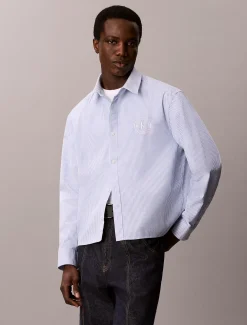 Relaxed cropped Oxford gestreept overhemd