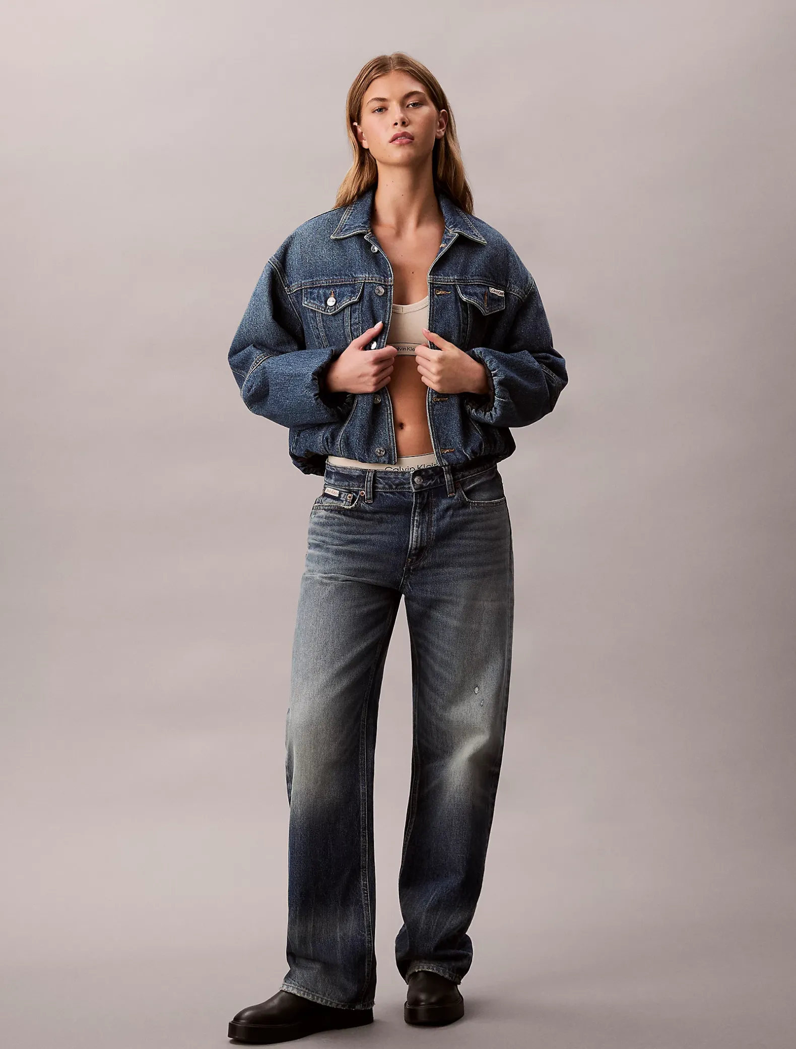 Relaxed denim bubble jack