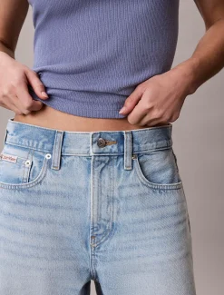 Relaxed denim korte broek met hoge taille