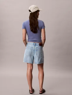 Relaxed denim korte broek met hoge taille