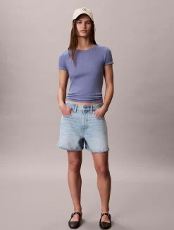 Relaxed denim korte broek met hoge taille