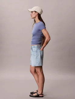 Relaxed denim korte broek met hoge taille