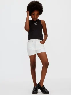 Relaxed denim korte broek met hoge taille