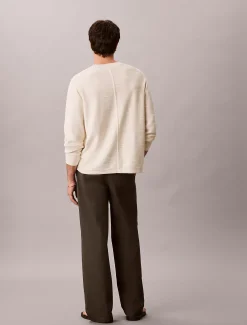 Relaxed dobbykatoenen broek