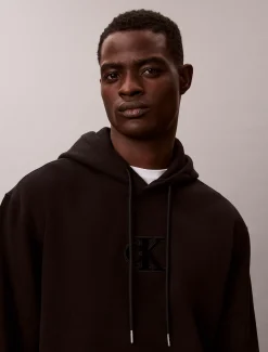Relaxed fleece hoodie met monogramlogo