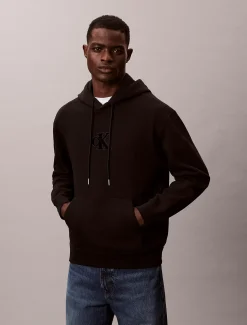 Relaxed fleece hoodie met monogramlogo