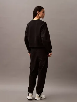 Relaxed fleece sweatshirt met monogram
