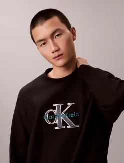 Relaxed fleece sweatshirt met monologo