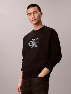 Relaxed fleece sweatshirt met monologo
