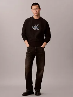 Relaxed fleece sweatshirt met monologo