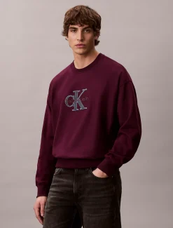 Relaxed fleece sweatshirt met monologo
