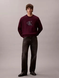 Relaxed fleece sweatshirt met monologo