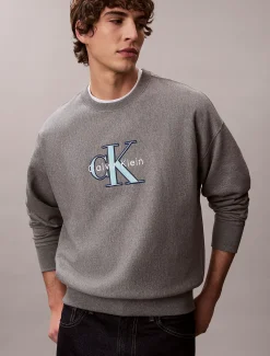 Relaxed fleece sweatshirt met monologo
