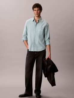 Relaxed gestreept button-down overhemd