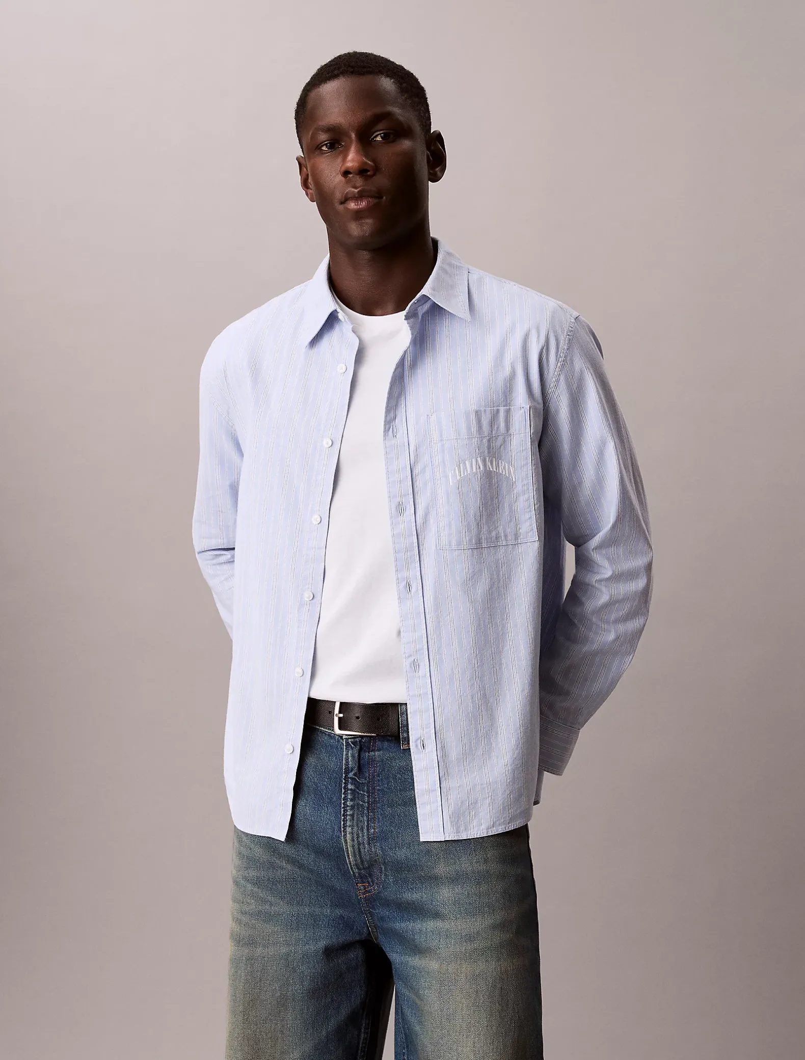 Relaxed gestreept button-down overhemd