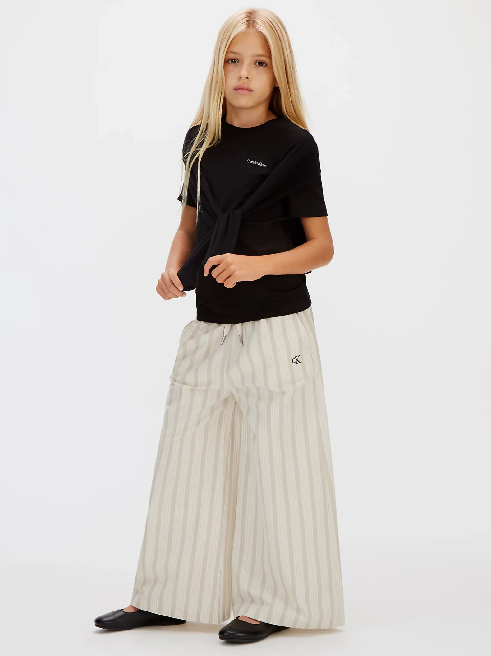 Relaxed gestreepte poplin broek