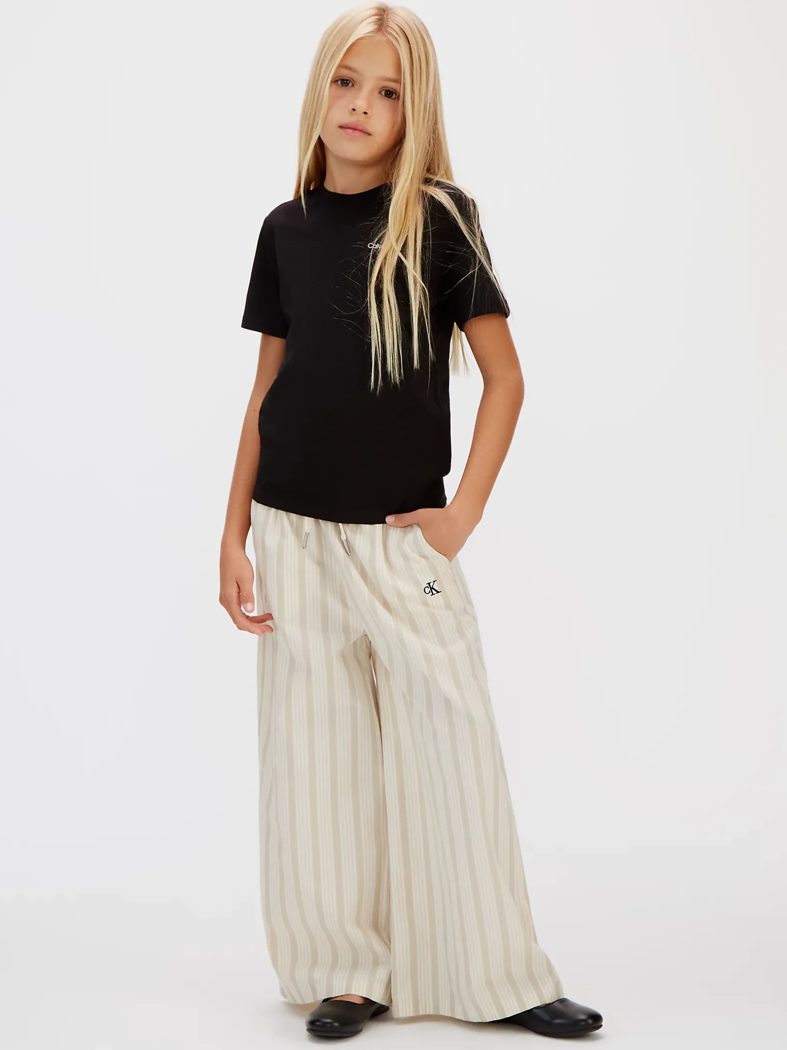 Relaxed gestreepte poplin broek