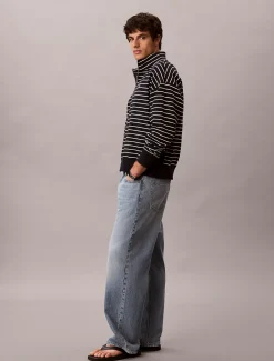 Relaxed gestreept sweatshirt met kwart rits