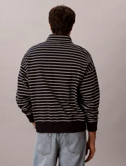 Relaxed gestreept sweatshirt met kwart rits