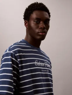 Relaxed gestreept T-shirt van piquékatoen