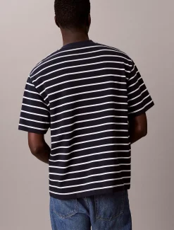 Relaxed gestreept T-shirt van piquékatoen