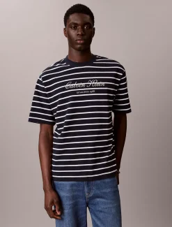 Relaxed gestreept T-shirt van piquékatoen