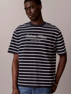 Relaxed gestreept T-shirt van piquékatoen