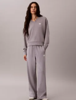 Relaxed geweven badstoffen sweatshirt met monologo