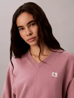 Relaxed geweven badstoffen sweatshirt met monologo