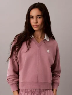 Relaxed geweven badstoffen sweatshirt met monologo