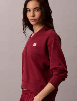 Relaxed geweven monologo badstoffen sweatshirt
