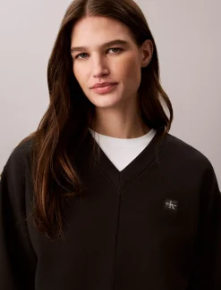 Relaxed geweven monologo badstoffen sweatshirt