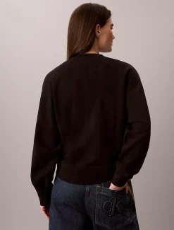 Relaxed geweven monologo badstoffen sweatshirt