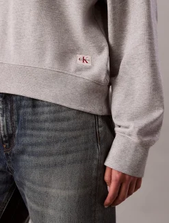Relaxed geweven monologo badstoffen sweatshirt