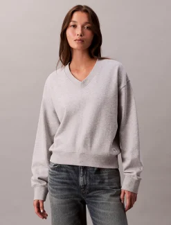 Relaxed geweven monologo badstoffen sweatshirt